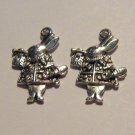 2 Silver Pewter Alice in Wonderland Rabbit Charms (m77)