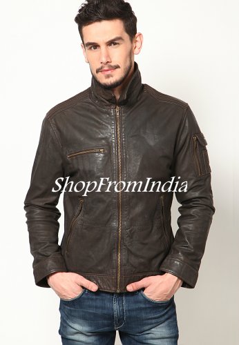 Washed Brown Leather Jacket Coats Blazers Custom Made