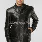 Solid Black Leather Jacket Coat Blazer Custom Made