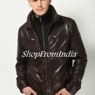 Washed Brown Leather Jacket Coat Blazer Custom Made