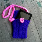purple rose knitted ipad or kindle purse