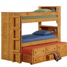 Twin Bookcase Bunk Bed with Twin Trundle Unit By Pine Crafter
