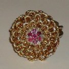 Heavy 14k Yellow Gold Ruby Flower Ring