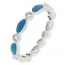 Blue Topaz Color Link Enamel Stacker Ring This item is available in sizes  5  to  10
