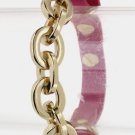 Fuchsia Leather & Chain Bracelet