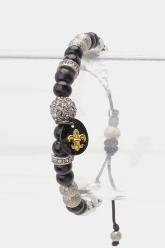 Small Beads & Fleur-de-lis Charm Bracelet