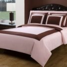 5pc Egyptian Cotton Duvet Cover Set 1 Ply Choco & Pink
