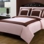 5pc Egyptian Cotton Duvet Cover Set 1 Ply Choco & Pink