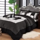 8pc Luxury Bedding Set- VIO. Black/Grey/White
