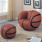 Basketball Style Large Sports Chair and Ottoman for Kids