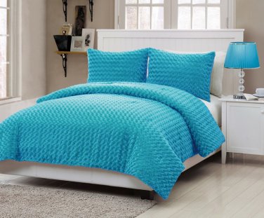 Rose Fur Aqua Comforter Set