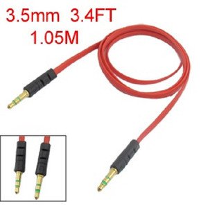 2 +1 free Red Flat Audio 3.5mm Cable Music Aux for beats replacement solo Studio