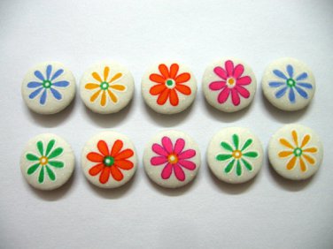 FABRIC BUTTONS - 1 INCH BUTTONS - MIXED COLORS FLOWERS PRINT SET OF 50