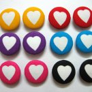 FABRIC BUTTONS - 1 INCH BUTTONS - MIXED COLORS HEART PRINT SET OF 50