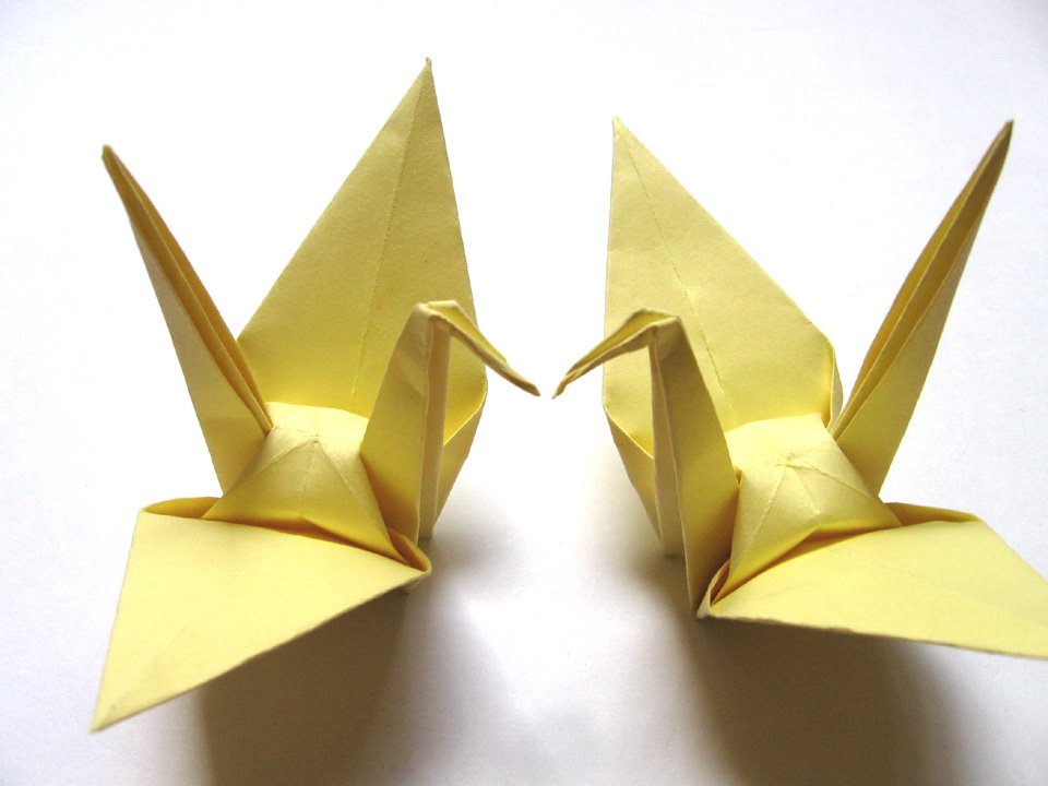 100 LARGE YELLOW ORIGAMI CRANES FOR WEDDING DECORATIONS 6" X 6"