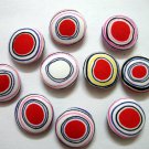 FABRIC BUTTONS - 1 INCH BUTTONS - IRREGULAR RED AND WHITE DOT SET OF 50