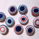 FABRIC BUTTONS - 1 INCH BUTTONS - IRREGULAR BLUE AND WHITE DOT SET OF 50