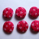 FABRIC BUTTONS - 1 INCH BUTTONS - ALPHABET PRINT ON PINK SET OF 50