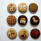 FABRIC BUTTONS - 1 INCH BUTTONS - HAPPY FARM PRINT SET OF 50
