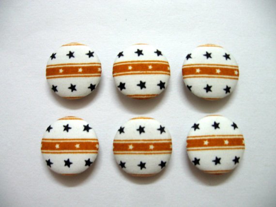 FABRIC BUTTONS - 1 INCH BUTTONS - STAR PRINT SET OF 50