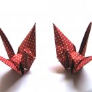 100 LARGE POLKA DOT ON RED ORIGAMI CRANES FOR WEDDING DECORATIONS 5" X 5"