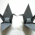 100 LARGE POLKA DOT ON GREY ORIGAMI CRANES FOR WEDDING DECORATIONS 5" X 5"