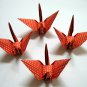 100 LARGE POLKA DOT ON ORANGE ORIGAMI CRANES FOR WEDDING DECORATIONS 5" X 5"