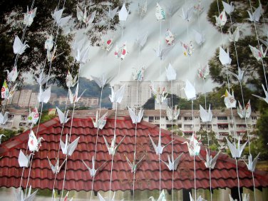 ORIGAMI WEDDING GARLANDS WHITE AND PATTERN PRINT  SET OF 100 STRANDS