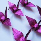 100 SMALL SHINY PINK ORIGAMI CRANES FOR WEDDING DECORATIONS 3.5" X 3.5"
