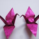 100 LARGE SHINY PINK ORIGAMI CRANES FOR WEDDING DECORATIONS 6" X 6"