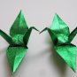 100 LARGE SHINY GREEN ORIGAMI CRANES FOR WEDDING DECORATIONS 6" X 6"