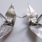 100 LARGE SHINY SILVER ORIGAMI CRANES FOR WEDDING DECORATIONS 6" X 6"