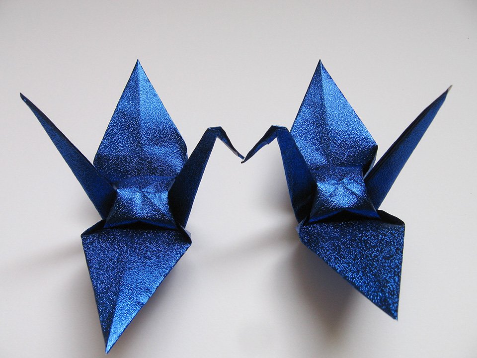 1000 LARGE SHINY ROYAL BLUE ORIGAMI CRANES FOR WEDDING DECORATIONS 6" X 6"