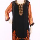 Black Tunic Kurti with Beads, Embroidery and Tribal Art