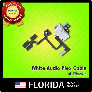 White Volume Flex Cable Headphones Audio Button Jack Earphone Switch iPhone 4 4G