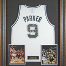Tony Parker Autographed Jersey Framed