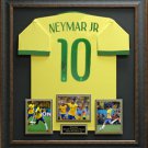 Neymar Signed 2014 Brazil Jersey Framed Display.