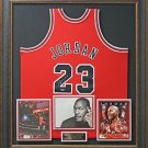 Michael Jordan Signed Bulls M&N Red Jersey Framed Display