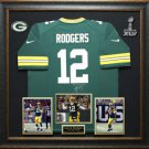 Aaron Rodgers Signed Green Bay Packers Jersey Display.