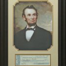 Abraham Lincoln Replica Check Framed