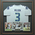 Russell Wilson Signed Seahawks Gray Jersey Framed