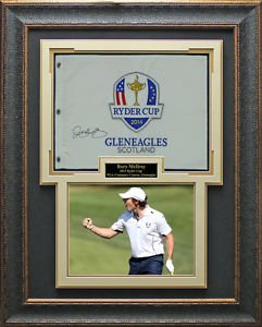 Rory McIlroy Signed 2014 Ryder Cup Flag Display.