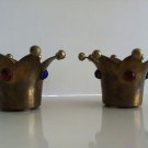 pair of Vintage brass jeweled jester votives made in India