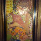 Helene Girod De L'Ain orignal signed oil painting "fillette aux oranges" 1968