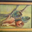 original oil sea shell painting Vintage