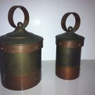 Vintage brass copper nautical set of canisters