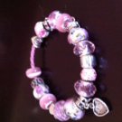 Pink Murano Glass Bead & Charm Bracelet