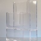 Clear plastic tri fold brochure holder  tiered with 2 pockets wholesale