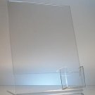 Clear acrylic 8.5x11 display sign holder with vertical business card holder