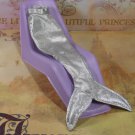 Barbie Doll Size Clothes Shimmering Metallic Silver Mermaid Tail Fin Costume BDCC1